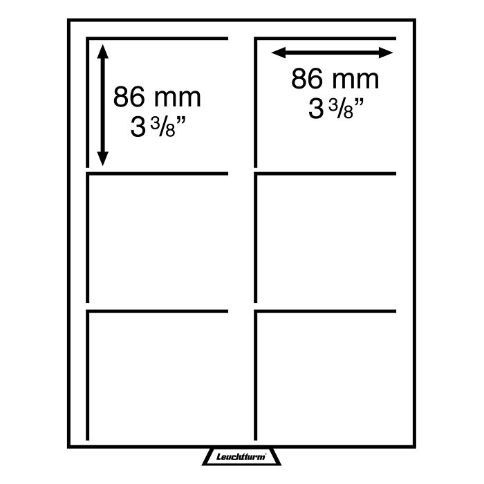 Médaillier MB 6 Compartiments  carrés de format 86x86 mm, teinte fumée