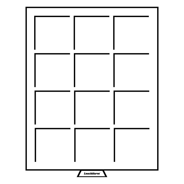 Médaillier MB 12 Compartiments carrés jusqu'à 64 mm, teinte  fumée