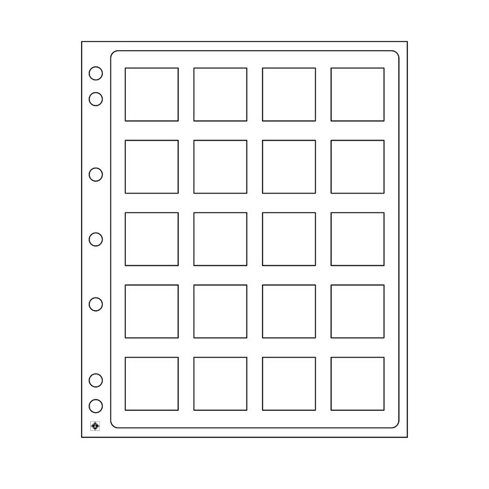 Feuilles en plastiques Encap,  transparentes pour 20 pièces  capsules Quadrum 50 x 50 mm