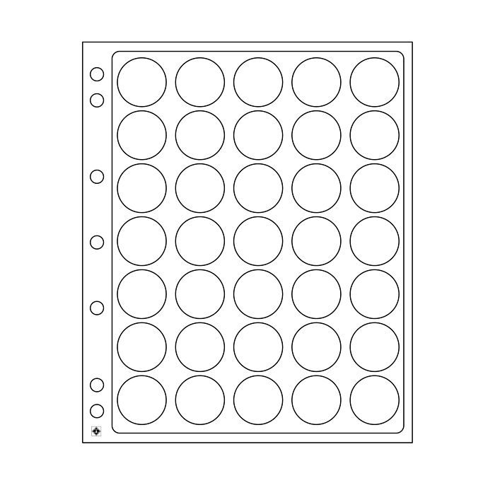 Feuilles en plastique Encap pour 35 capsules avec un diamètre  de l'int´rieur de 28 à 30mm