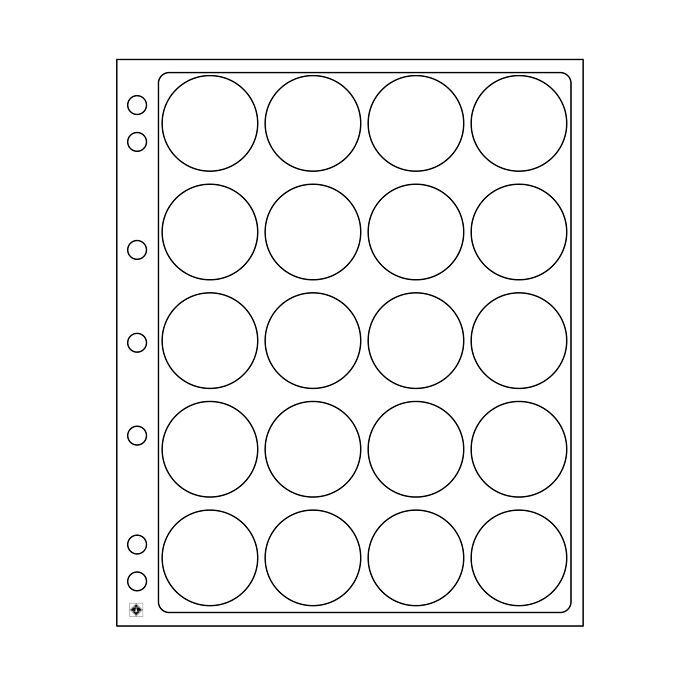 Feuilles en plastique Encap pour 20 capsules avec un diamètre  de l'int´rieur de 38 à 39mm