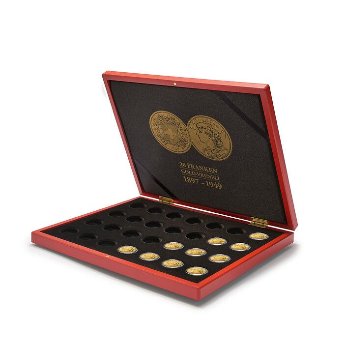 Volterra Uno - Coffret Numismatique pour 28 pièces d'or Vreneli (20 CHF) en capsules